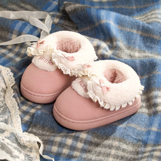 Cheerful Mario bốt lót lông cho Bé Trai & Bé Gái  Da Lộn Nơ Dễ Thương Hồng Ngọt Ngào Mùa Đông Ấm Áp Trường Học boot cổ lông cho bé