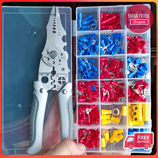 Bộ Kìm Cos Đa Năng 15 in 1 Kèm Hộp 300 Đầu Cos - Kìm Tuốt Dây, Bấm Cos Chuyên Dụng Đấu Nối Điện Shop Smarttool
