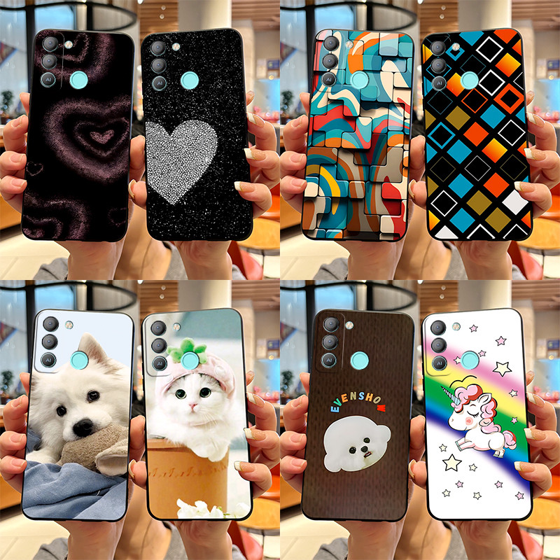 Dành Cho Tecno POP 5 LTE BD4 Ốp điện thoại Màu Đen Mờ Mát Nghe Họa Tiết Mềm Mỏng Silicon Ốp điện tho