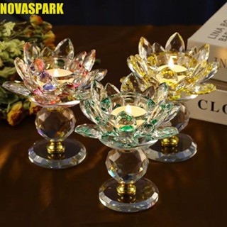 Giá đỡ nến sen NOVASPARK, Trang trí hoa hồng 8 màu Chân nến hoa sen, Mô phỏng trong suốt Kính lấp lánh hình hoa sen Tượng hoa sen Chân nến Trang trí bữa tối