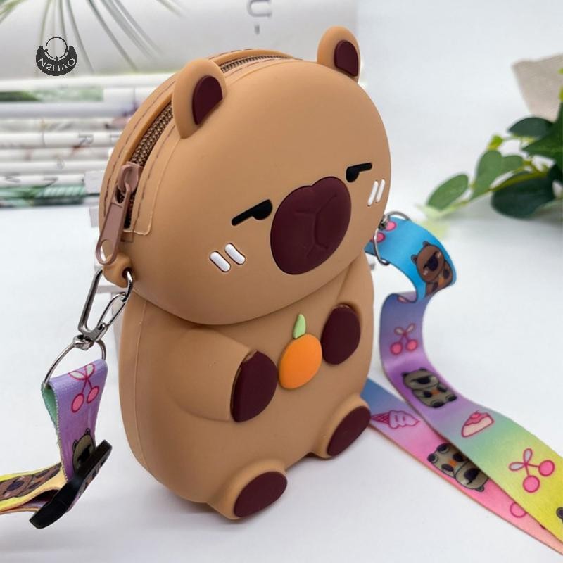 N2hao Hoạt Hình Capybara Túi Trẻ Em Silicon Ví Đựng Tiền Xu Sinh Viên Dễ Thương Quần Áo Hàng Ngày Phù Hợp Với Túi Đeo Ngang Túi Bảo Quản QZZ