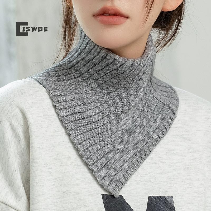 [Ciswge] Cổ áo cổ cao dệt kim sọc có thể tháo rời dành cho nữ Cổ giả Thời trang trơn mùa đông ấm áp Vỏ bảo vệ cổ [MỚI]