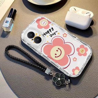 Ốp Lưng Realme C67 4G Trong Suốt Chống Sốc camellia Dây Bảo Vệ Camera Hoa Mềm TPU Vỏ Điện Thoại