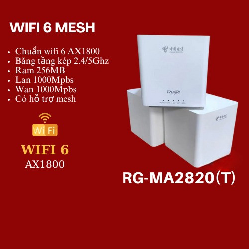 [Wifi Mesh]  Bộ phát wifi Ruijie RG-MA2820(T), AX1800 , wifi mesh, 2 băng tầng tiện dụng