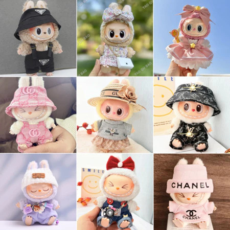 (Chỉ Quần Áo Labubububu) 17cm Quần Áo Labubububuru V1 V2 V3 Quần Áo Macarons Mũ Búp Bê Túi Giày Phụ 
