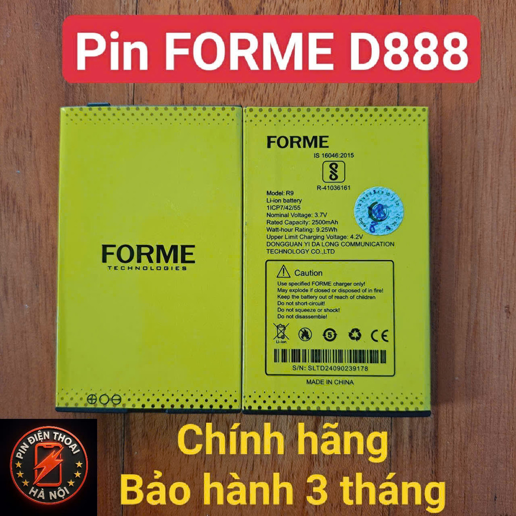 Pin điện thoại FORME D888 chính hãng - Dung lượng 2500 mAh -  Bảo hành 3 tháng
