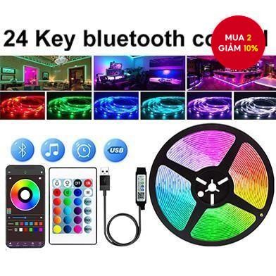Đèn LED dải 5050 RGB, 5V USB Music Sync Hẹn giờ với 24 phím điều khiển từ xa để trang trí phòng TV