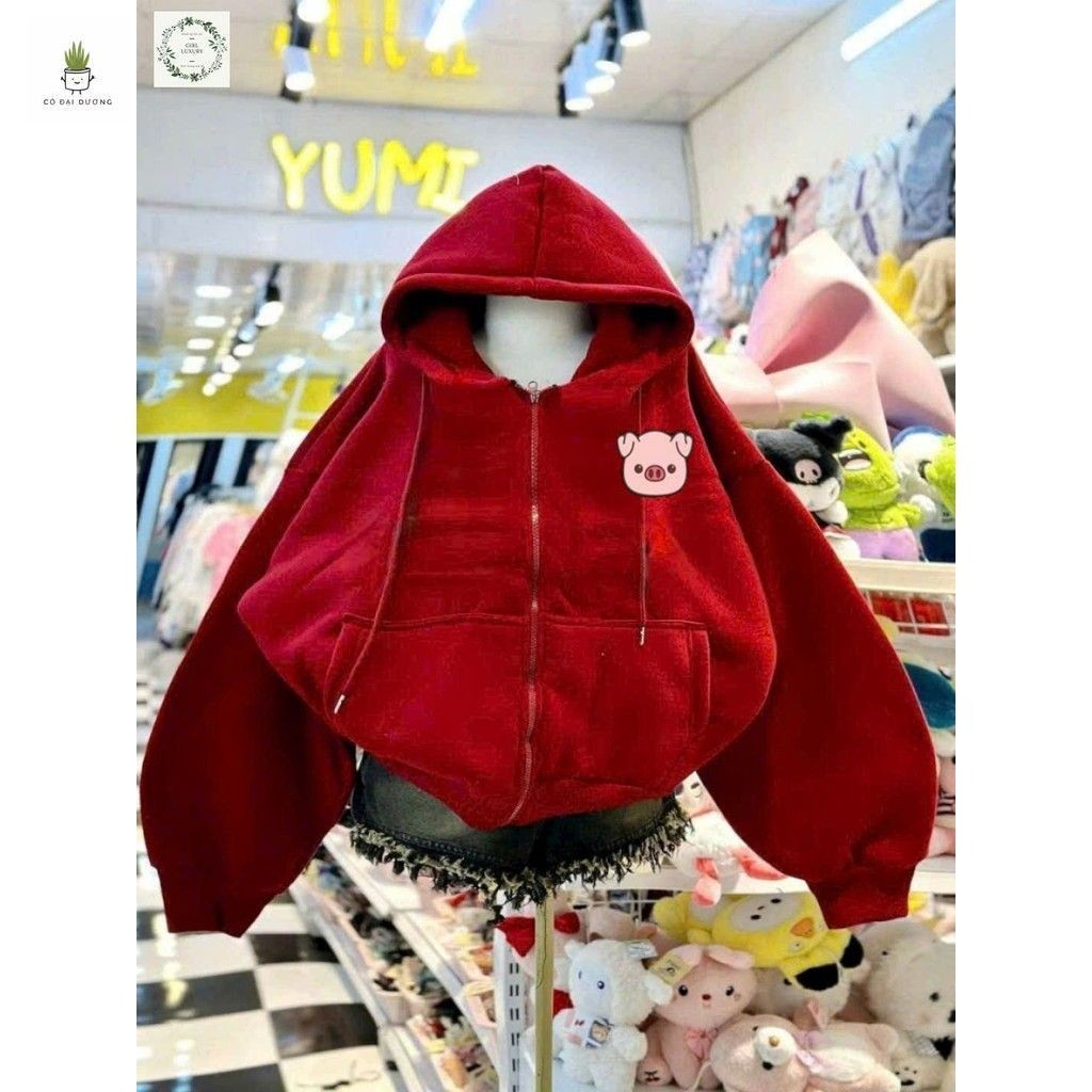 Khoác Nỉ khoá kéo  Form Rộng Thời trang phá cách cho bạn- Khoác Nỉ Con Heo-ĐẠI DƯƠNG