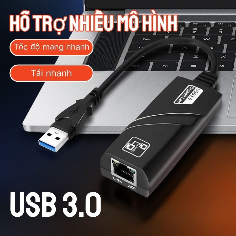 Card Mạng RJ45 To USB 2.0 1Gbps 100 Mbps Ethernet Windows 10 8 7 VISTA PC Android Cho Máy Tính