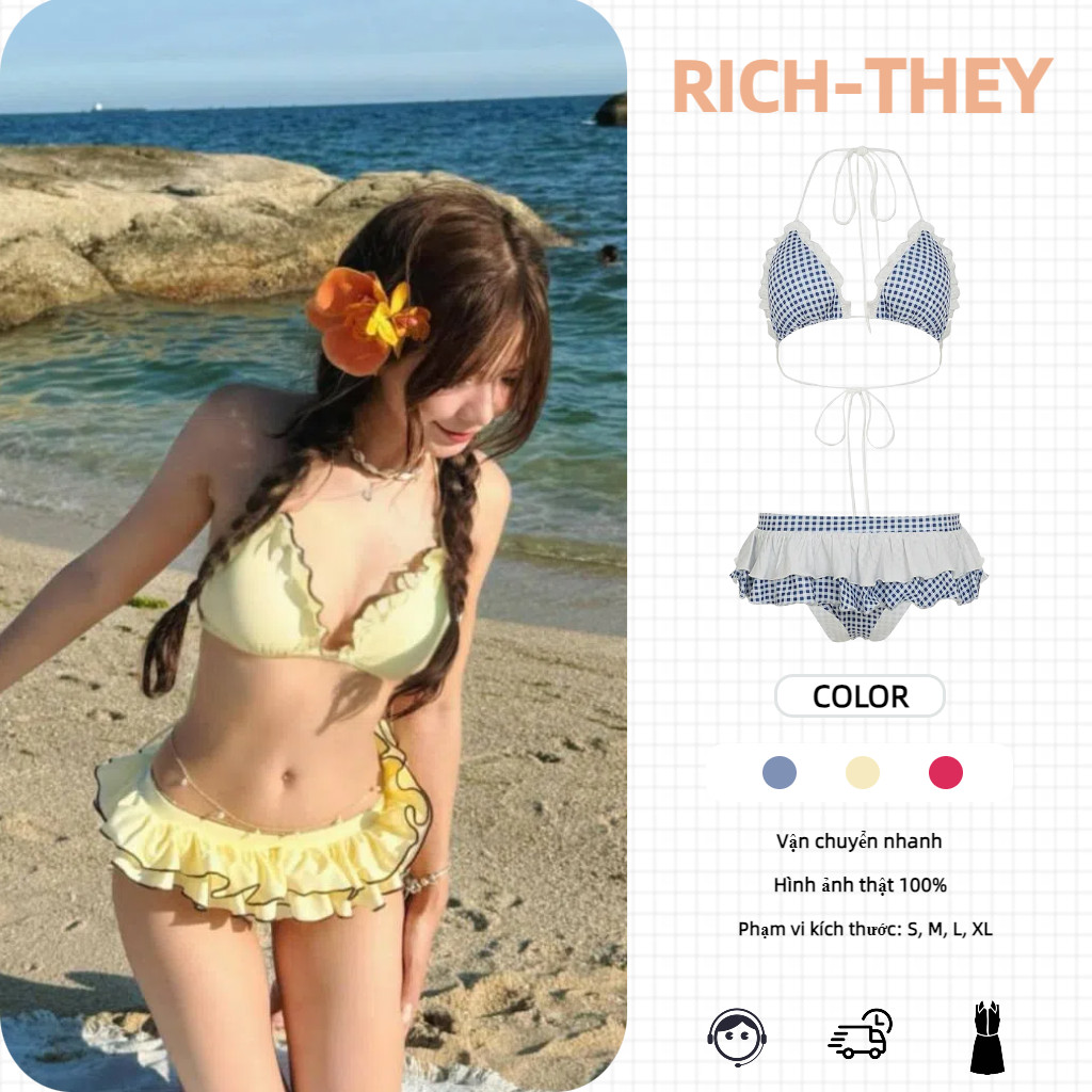 RICH-THEY Bộ Đồ Bơi Thời Trang Mùa Hè Mới Ba Màu Gợi Cảm Dễ Thương Bikini Ba Điểm Mặc Đi Biển-V472 | BigBuy360 - bigbuy360.vn