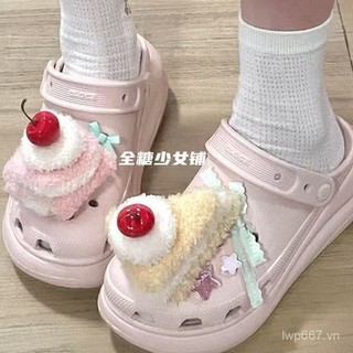 Phổ Biến Ban Đầu Giày Hoa Mô Phỏng Bánh Anh Đào Khóa Giày Sang Trọng Tự Làm Phụ Kiện Trang Trí Lỗ Có Thể Tháo Rời Phụ Kiện Dễ Thương Nữ