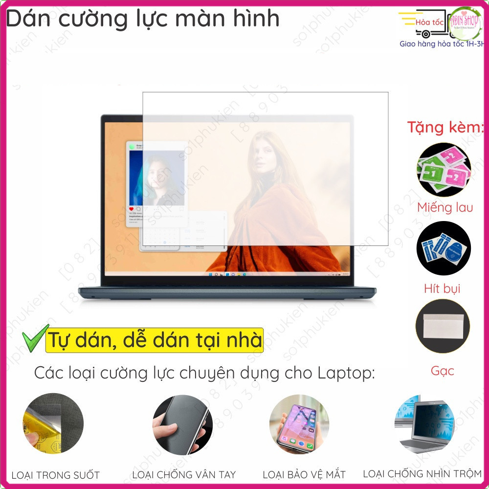 Dán màn hình cường lực Dell Inspiron 14 7400/ Plus 7420 7440 7441 nano dẻo siêu mỏng trong suốt, nhá