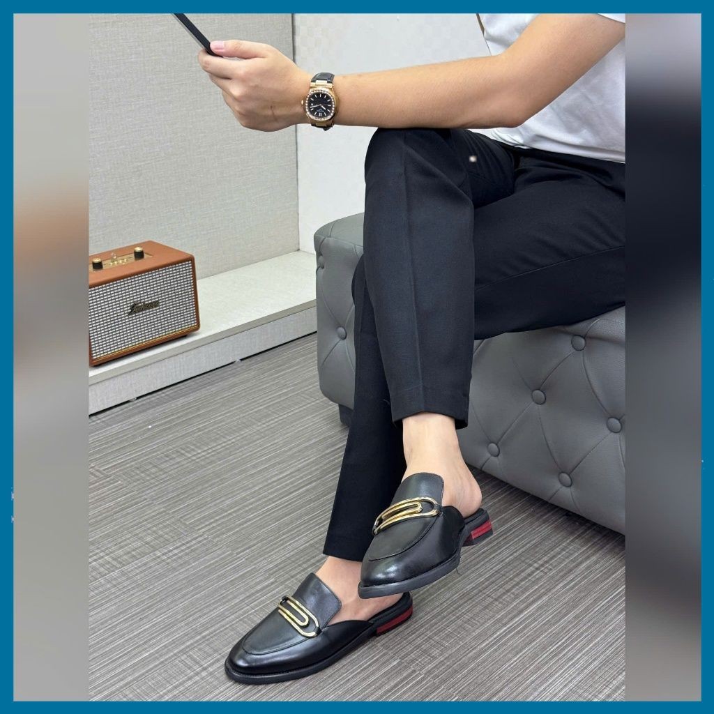 Giày Sục Nam Da Bò Thật - Đế Gỗ Phíp Tăng Chiều Cao - Phong Cách Lịch Sự Sang Trọng S-056 STORE 290