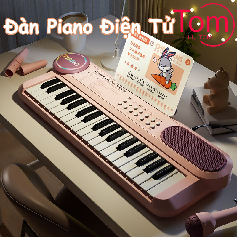 Đàn Piano Điện Tử 37 Phím,Kèm Micro Tập Đàn Và Ca Hát Thỏa Sức Sáng Tạo,Đồ Chơi Đàn Piano Điện