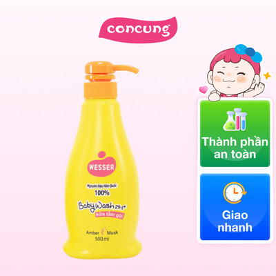 Sữa tắm gội Wesser 2 in 1 Hương Hổ phách Xạ hương cho bé 500ml - Hồng
