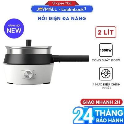 Nồi Điện Đa Năng 4 Trong 1 LocknLock 2L EJP421WHT, Hàng Chính Hãng, Lẩu, Hấp, Nướng, Chiên – JoyMall