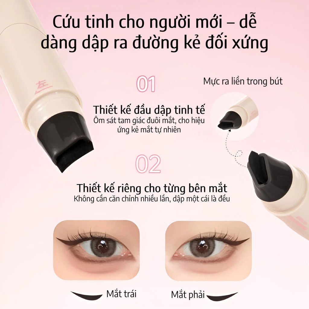 Bút Kẻ Mắt 2 Đầu Eyeliner Stamp Nét Mảnh Chống Nước Trang điểm tem kép tiện lợi, lâu trôi | BigBuy360 - bigbuy360.vn
