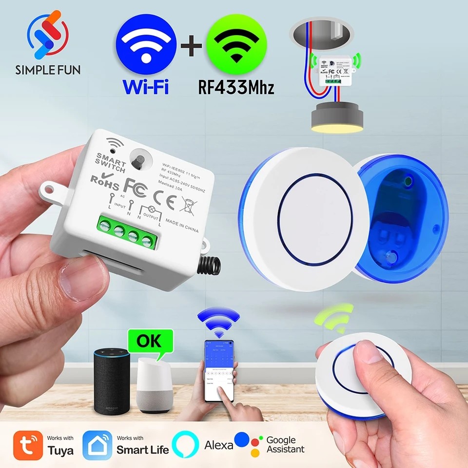 Công tắc wifi rf433 điều khiển từ xa tuya 16A