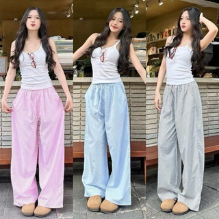  Quần Kẻ Sọc Form Suông Ống Rộng PINKSTORE29 Lưng Co Giãn Q144 