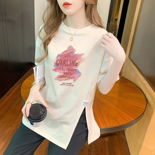 [Hàng có sẵn] [Cotton] Vải chất lượng cao Size lớn Plus Fat Slimer Look Phiên bản Hàn Quốc Áo thun ngắn tay giảm tuổi dáng rộng dành cho nữ 2