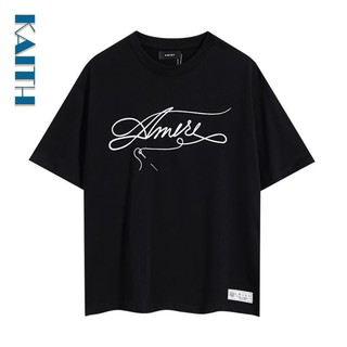 #T9 Phổ Biến Graffiti Kim Chủ Đề Vẽ Tay In Chữ Cặp Đôi Dạo Phố Hàn Quốc Plus Size Unisex Vintage Cổ Tròn Đồ Họa Tee Cotton Áo Thun Nam