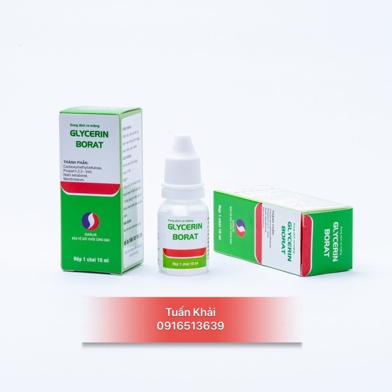 GLYCERIN BORAT 10ML. BẢO VỆ MÔI,LỢI, NIÊM MẠC LỢI KHI LỞ NGỨA - Dung dịch rơ miệng