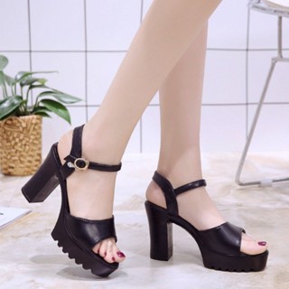Evegirl Phong Cách Mới Phiên Bản Hàn Quốc Dày Gót Đế Bằng Dây Đeo Giày Sandal Miệng Cá Nền Chống Thấm Nước Tất Cả Các Trận Đấu Siêu Cao Gót Đế Dày Giày Nữ