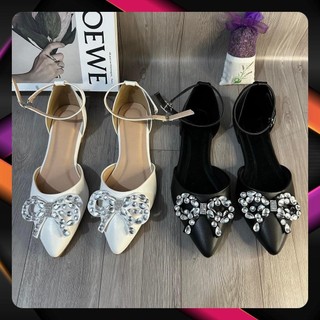 Giày bít mũi bigsize mũi nhọn nơ xinh có hậu cài bệt size 40-44