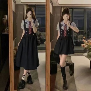 Bộ Đồng Phục Cỡ Lớn Váy Kiểu Yếm Phong Cách Đại Học Cá Tính Cổ Điển, Mẫu Mới Sang Trọng dễ Thương