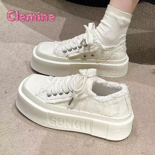 Giày nhỏ màu trắng mới giản dị phù hợp với giày vải đế dày giày thể thao học sinh giày đơn