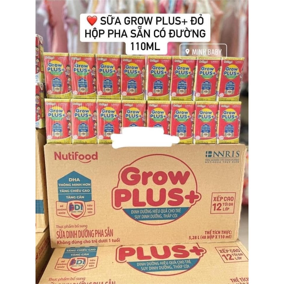 1 thùng grow plus đỏ nutrifood 48h 110ml