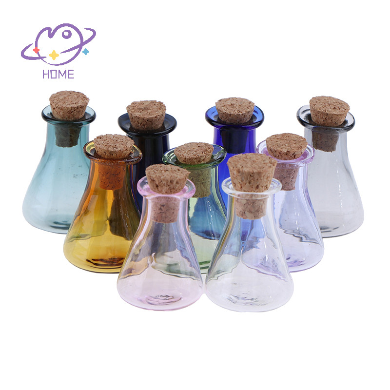 [mayhome] 2 Chiếc Chai Màu Thủy Tinh Mini Chúc Chai Lọ Nhỏ Lọ Bảo Quản Mini {TH}