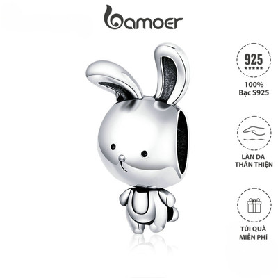 Mặt dây chuyền BAMOER bạc 925 hình thỏ đáng yêu