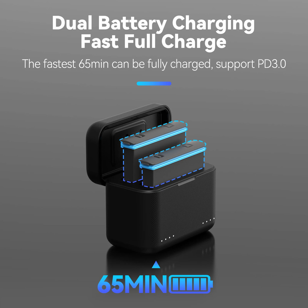 Telesin Sạc Pin Di Động Cho Insta360 X3 X4 Pin 2 Khe Cắm Thẻ TF Pin Lưu Trữ Hộp Sạc Cho Insta 360 X3