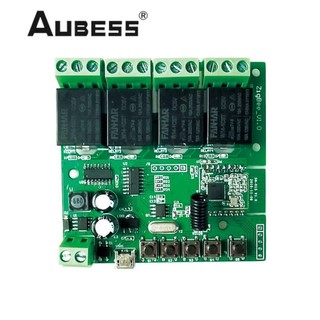 Aubess Bộ Thu RF DC RF433 Rơle Nhận Ánh Sáng 5/12/32V Mô-đun Rơle Ewelink 4CH Màu Xanh Lá Cây Cho Alexa Google Trợ Lý Bộ Điều Khiển Ánh Sáng Thông Minh Zigbee