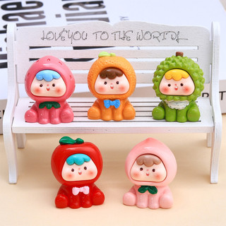 Kawaii Trái Cây Dâu Cam sầu riêng Nhựa Thủ Công Búp Bê Trang Trí Nhà Phụ Kiện Nhà Thu Nhỏ Bức Tượng