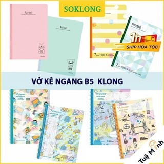 Vờ Klong kẻ ngang B5, sổ tay lò xo, sổ may dán gáy nhiều mẫu