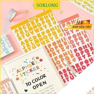 Bộ Sticker chữ cái alphabet, số, ký hiệu trang trí sổ, nhãn dán mũ bảo hiểm, bullet journal