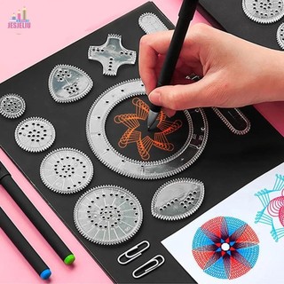 JESJELIU Spirograph Bộ 22 món Đồ chơi giáo dục Bánh răng lồng vào nhau Bánh xe Stencils