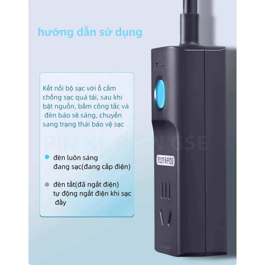 Ổ cắm tự ngắt xe điện khi sạc đầy chống sạc quá tải bảo vệ ắc quy và pin xe điện Bull GN-D1010