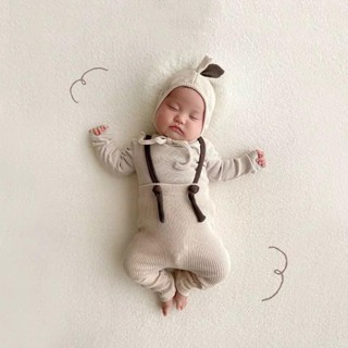 Set Quần yếm dài TẶNG kèm mũ và áo cho bé phong cách Hàn quốc chất vải len gân mền mịn co giãn (S02)