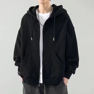 Áo len cardigan nam có mũ trùm đầu Hàn Quốc màu trơn dày dây kéo dáng rộng áo khoác thể thao thông thường BEFOYI SX190