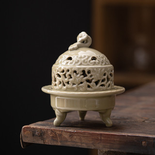  Celadon Đĩa Gốm Ruyi Cổ Lư Hương Hộ Gia Đình Hương Đốt Zen Hương Gỗ Đàn Hương Zen 