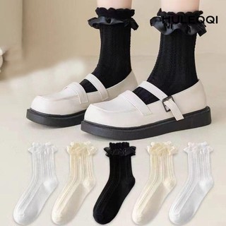 HULEQQI Tất ren trắng lưới bé gái
