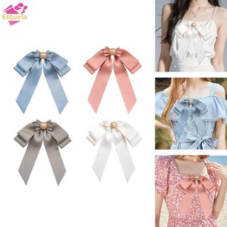 Esquirla Nữ Pre-Tied Nơ Cài Áo Ruy Băng Trang Trí Nhẹ Ngọc Trai Nơ Trâm Cài Kẹp Cà Vạt Cho Áo Sơ Mi