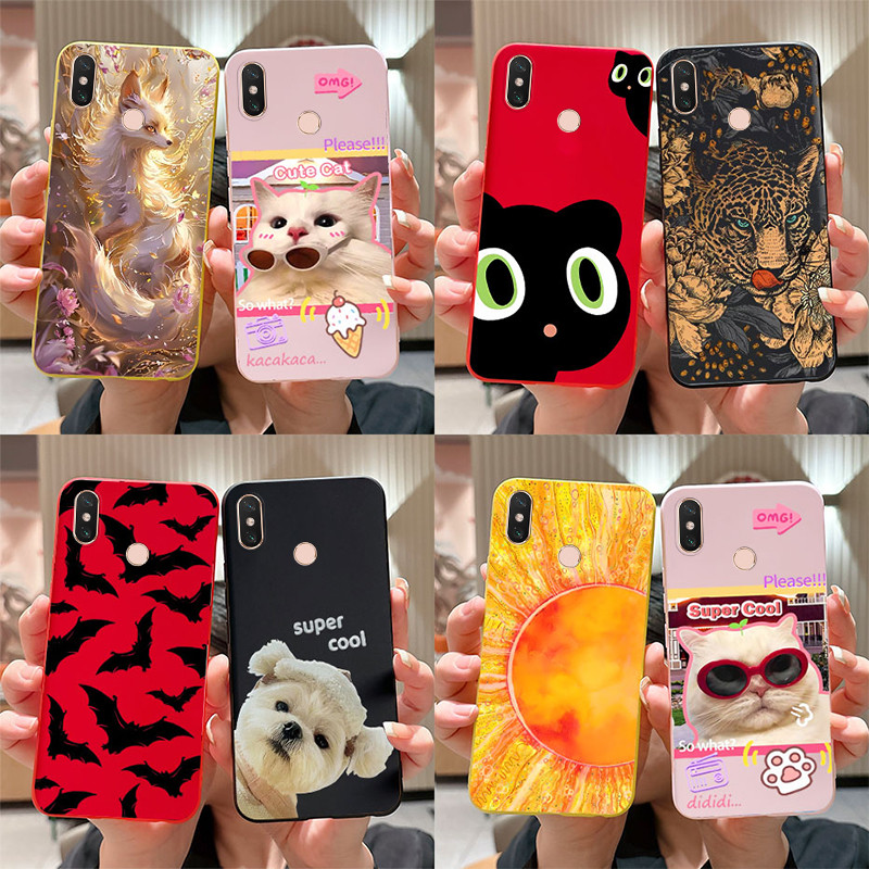 Dành Cho Xiaomi Mi Max 3 Ốp Lưng Mới 2024 Hoạt Hình Dễ Thương Mèo Cáo Sơn Vỏ Silicon Mờ Mềm Cho Xiao