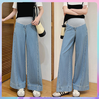 (PB) Quần jean bà bầu thời trang mỏng loe quần ống rộng