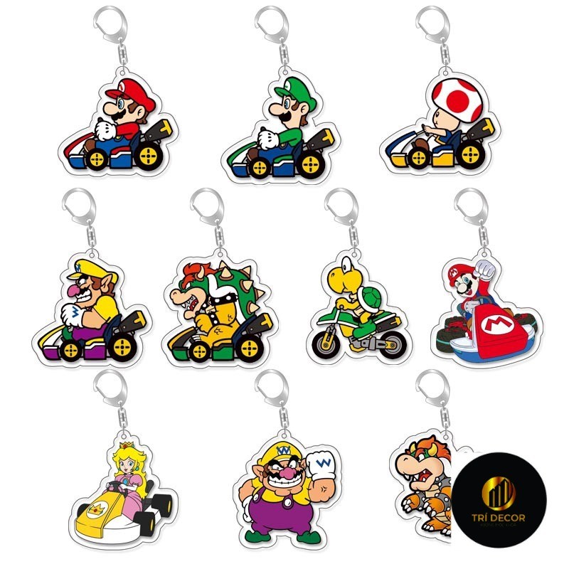 Super Mario Kart Mario Luigi Bowser Mặt dây chuyền móc khóa acrylic Mario Luigi