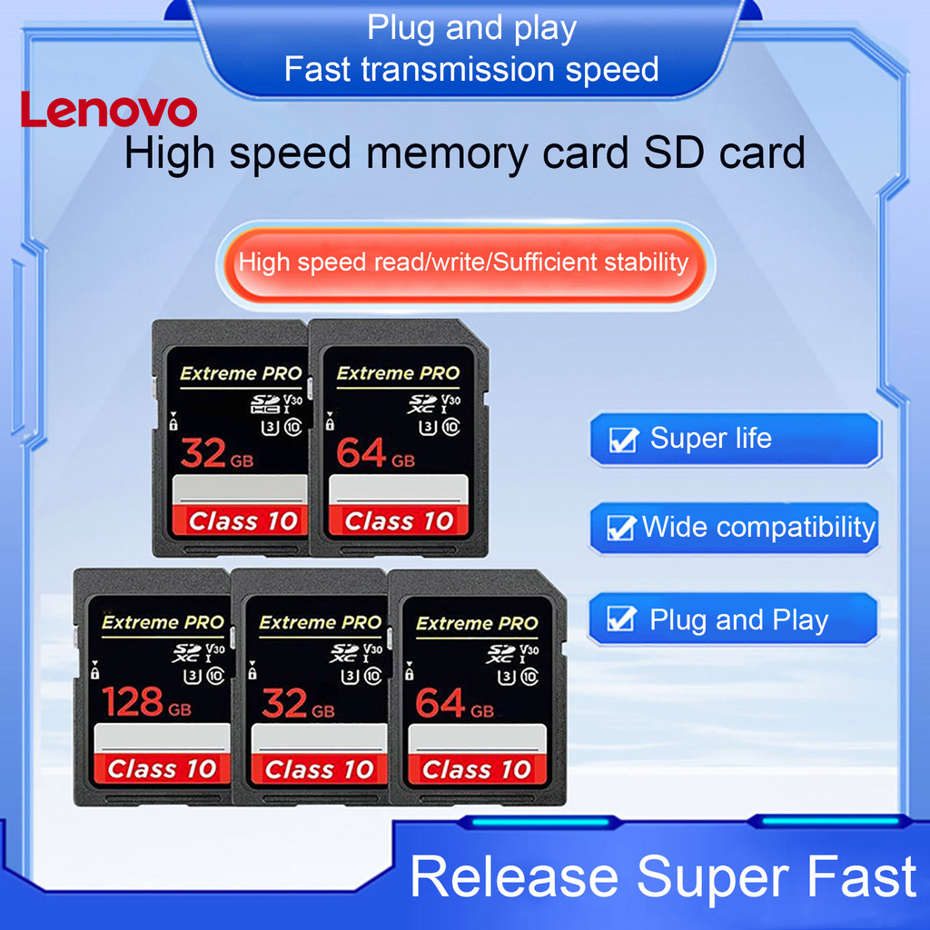 Lenovo 32GB 64GB 128GB Thẻ SD U3 Tốc Độ Cao Dung Tích Lớn Chống Thấm Nước Chống Sốc Khả Năng Tương Thích Rộng Video Trong Suốt Cao Máy Ảnh Siêu Mỏng Bộ Nhớ Lưu Trữ Mini Thẻ SD Quà Tặng Kinh Doanh
