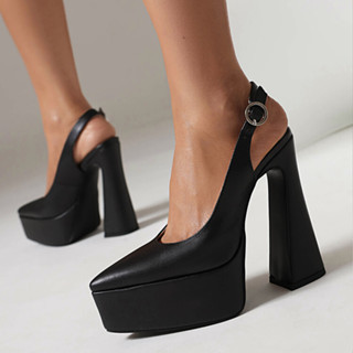 Giày cao gót mũi nhọn kiểu Pháp màu nude dễ phối size 35-43, giày nữ mẫu mới, xăng đan rỗng phía sau bít mũi